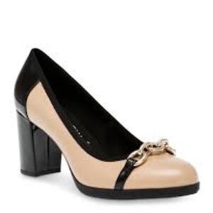 Anne Klein Caitlyn Block Heel Pumps Chain NIB